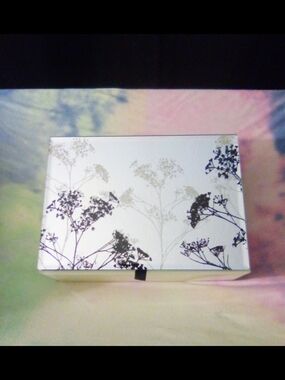 Floral Pattern Decorative Storage Box - White & Black